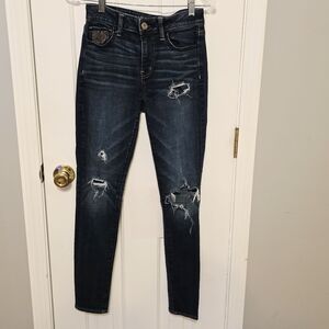 American Eagle Hi Rise Jegging Super Stretch Dark Wash Size 4